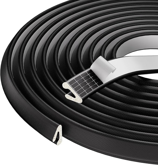 V Shape Foam Weather Stripping Door Frame Seal Strip 19.7FT Black, Draft Stopper by KNEELISA