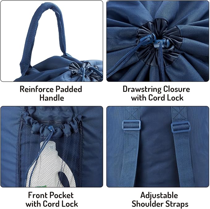 Laundry Bag Backpack with Detergent Holder and Adjustable Shoulder Straps - Image 3