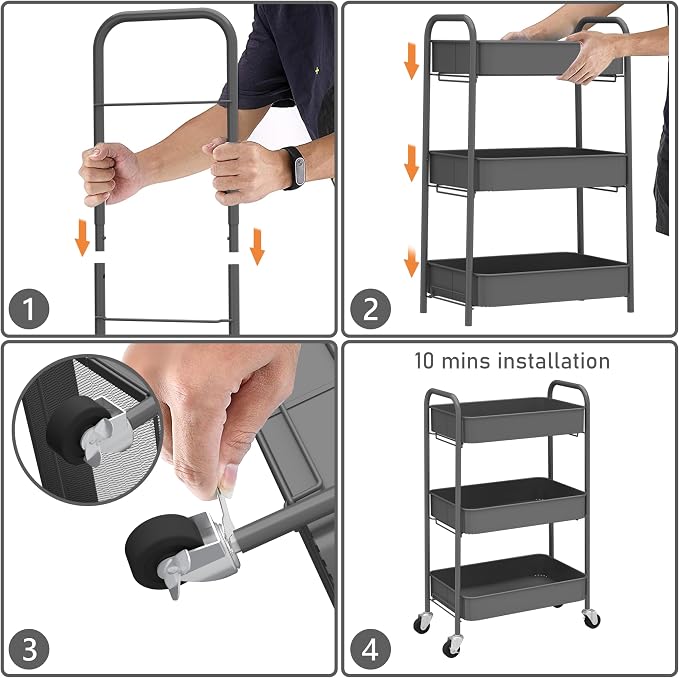 CAXXA 3-Tier Rolling Metal Storage Organizer - Image 3
