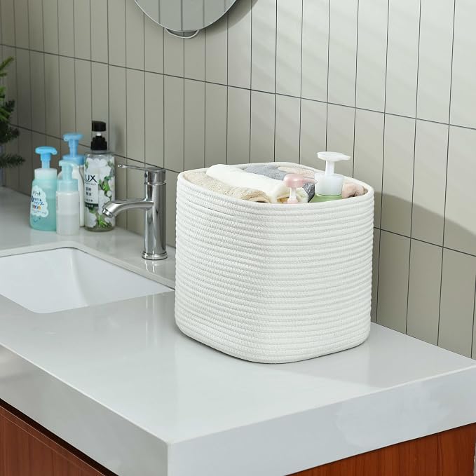 3 Pack Storage Cubes 11 Inch Cotton Rope Woven Baskets - Image 7