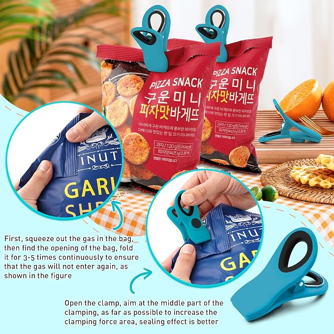 FINDMAG 12 Pack Chip Clips, Big Food Clips Blue Magnetic Clip, Magnetic Bag - Image 4