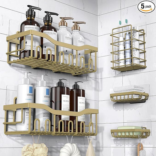 EUDELE 5-Pack Rustproof Stainless Steel Shower Caddy – No Drill Adhesive by EUDELE