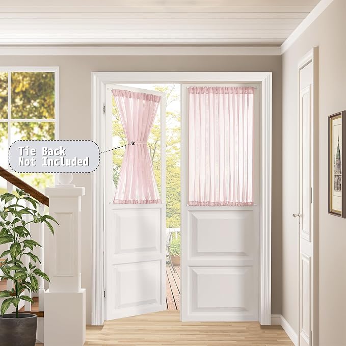 Tollpiz Small Sheer Linen Textured Curtain Sheers Doorway Light Filtering Voile - Image 2