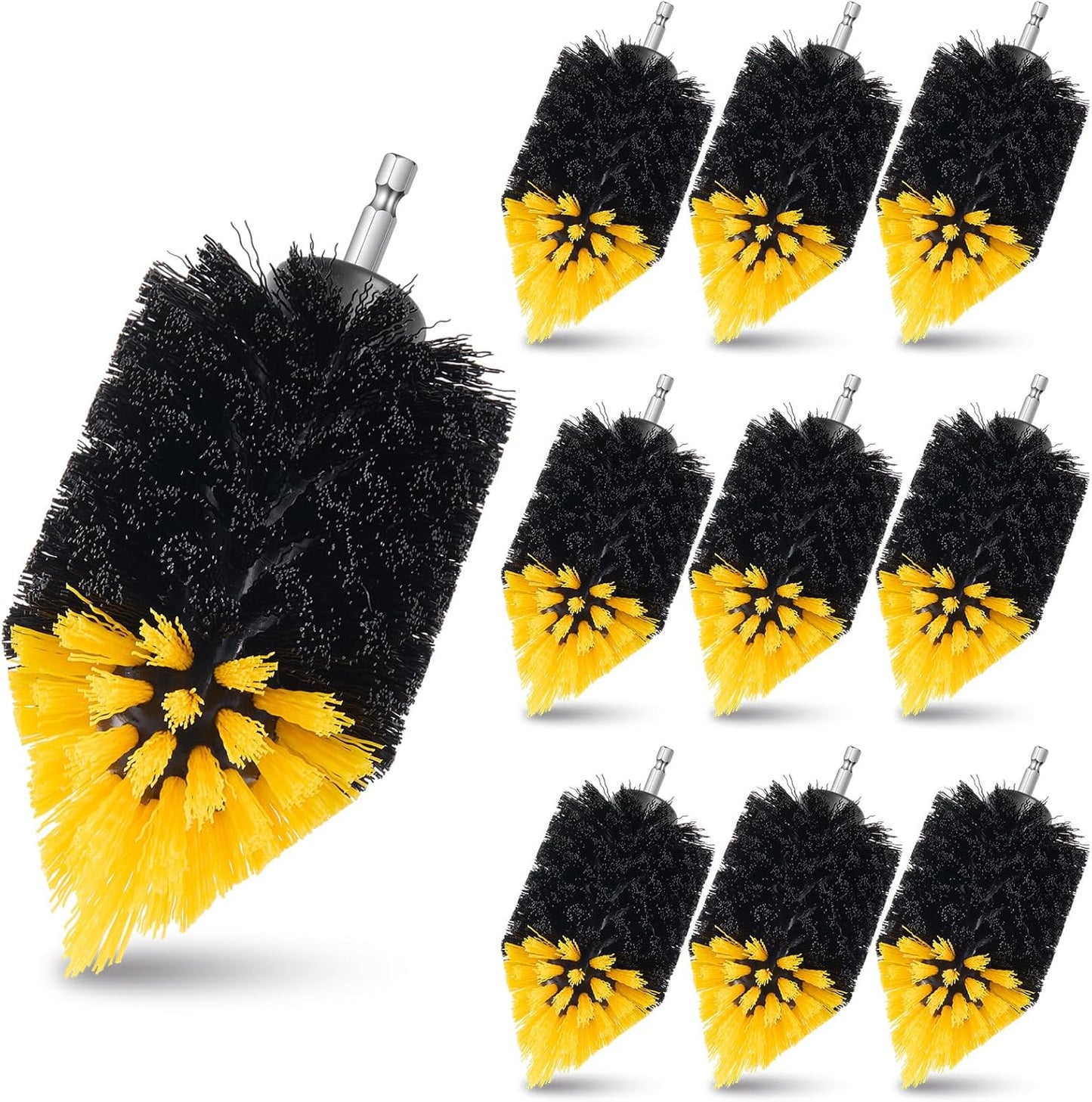Domensi 10 Pack Tile Corner Drill Brush Heads Bulk, 1/4 Inch Hex Shank Nylon Drill Brush Attachments for Grout Shower Door Tracks Bathroom Kitchen Bathtub Sink Tiles Corner Cleaning