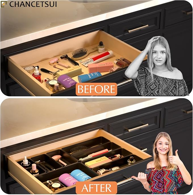 9 Pcs Stackable Drawer Organizer Trays Set, Desk Drawer Organizer Office. - Image 6