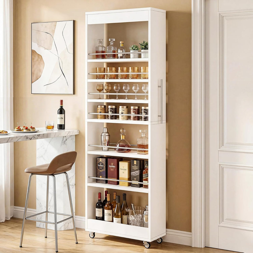 Tribesigns 73" Tall Slim Storage Cart on Rubber Wheels, 7-Tier Narrow Pa...
