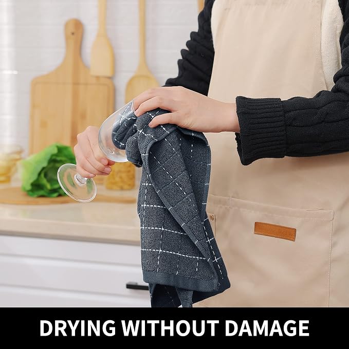 Homaxy 100% Cotton Terry Kitchen Towels, Checkered Designed, Soft and Super - Image 4