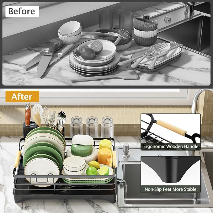 Epicano Dish Drying Rack for Kitchen Counter, Space-Saving Dish Rack, Rustproof - Image 7