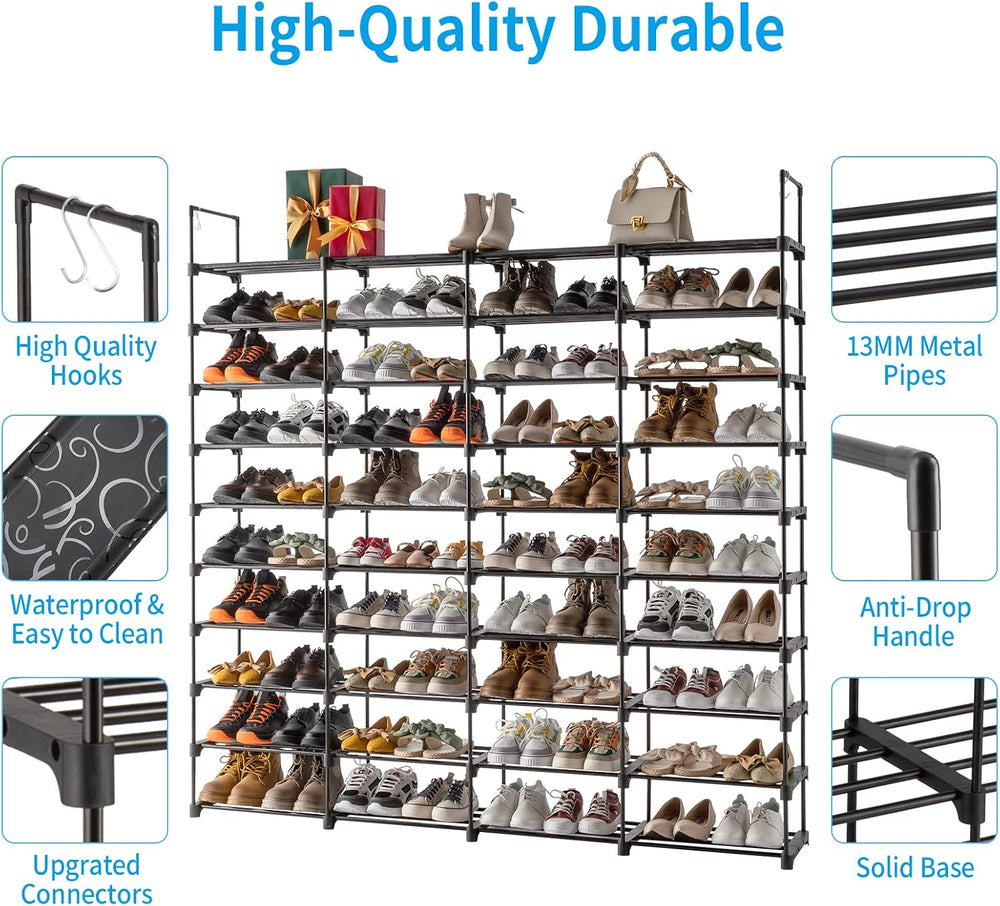 amopacorp Large Shoe Rack 4 Row 10 Tier Organizer for Closet Entryway, 80 Pai...