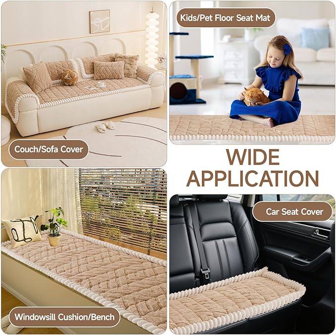 OTOB Pet Couch Covers for 3 Cushion Couch Sofa, Washable & Non Slip Fuzzy Plush - Image 7