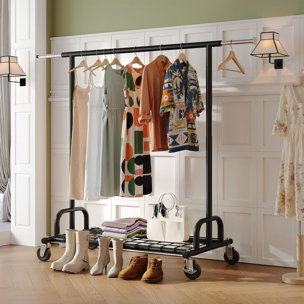Raybee Clothes Rack, 530LBS Heavy Duty, Space-Saving Storage, Black