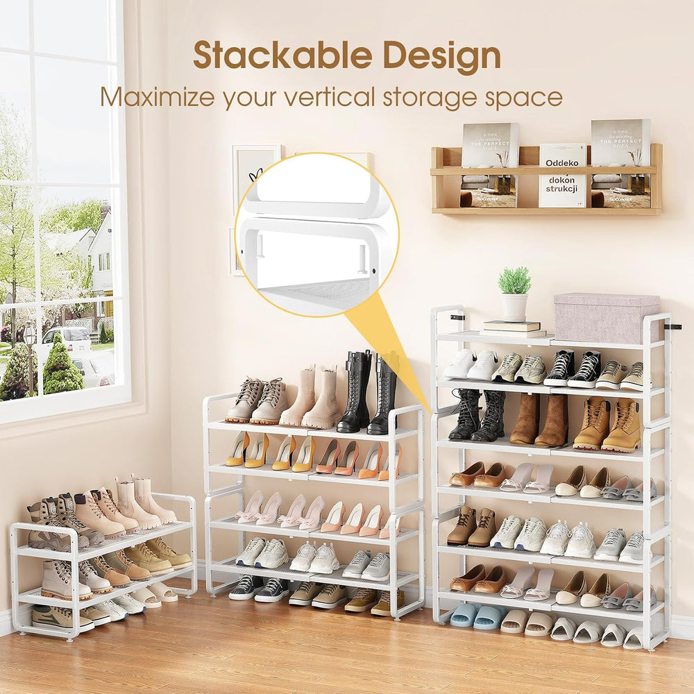 SAYZH 2-Tier Expandable Shoe Rack for Closet, Adjustable Metal Shoe Organizer...