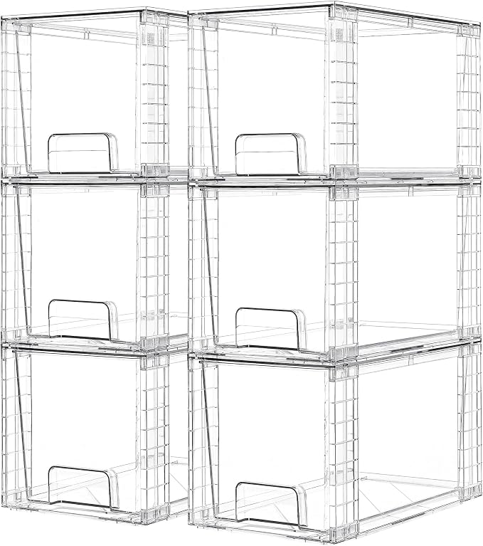 Vtopmart 6 Pack Large Stackable Storage Drawers, Easily Assemble Acrylic by Vtopmart