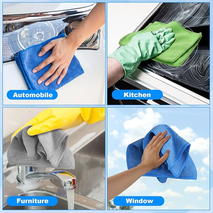 Tanlade Microfiber Cleaning Cloth 6"x6" Cleaning Rags Reasonable Kitchen Towels - Image 6