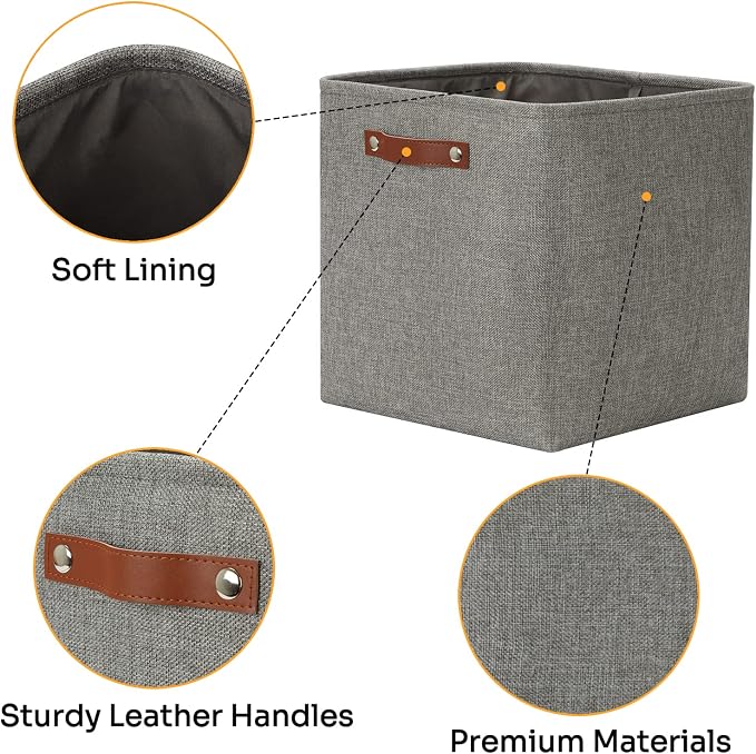 DULLEMELO Cube Storage Boxes, 13 inch Fabric Baskets Closet Storage Bins - Image 4