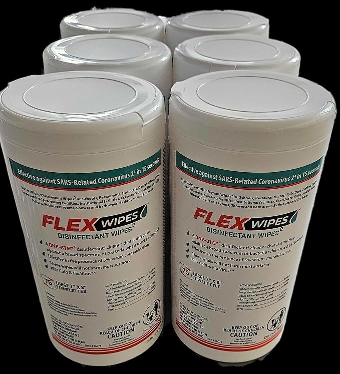 Flex Wipes Disinfectant Wipe 20075, Includes Six 75-count Canisters - Image 2
