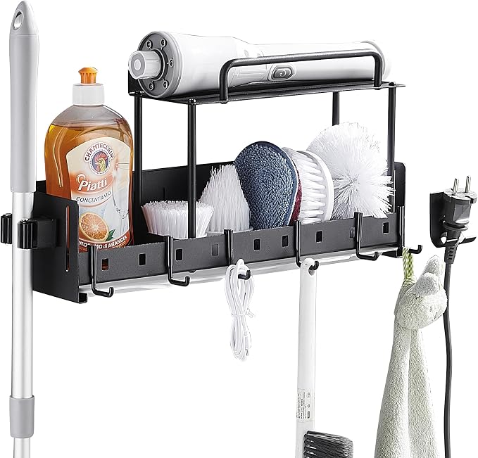 Wall-Mounted Cleaning Tool Organizer, 16.14x4.33x3.74 inches, Mop Holder by UAISOEnjoyLuxuryCompingLife