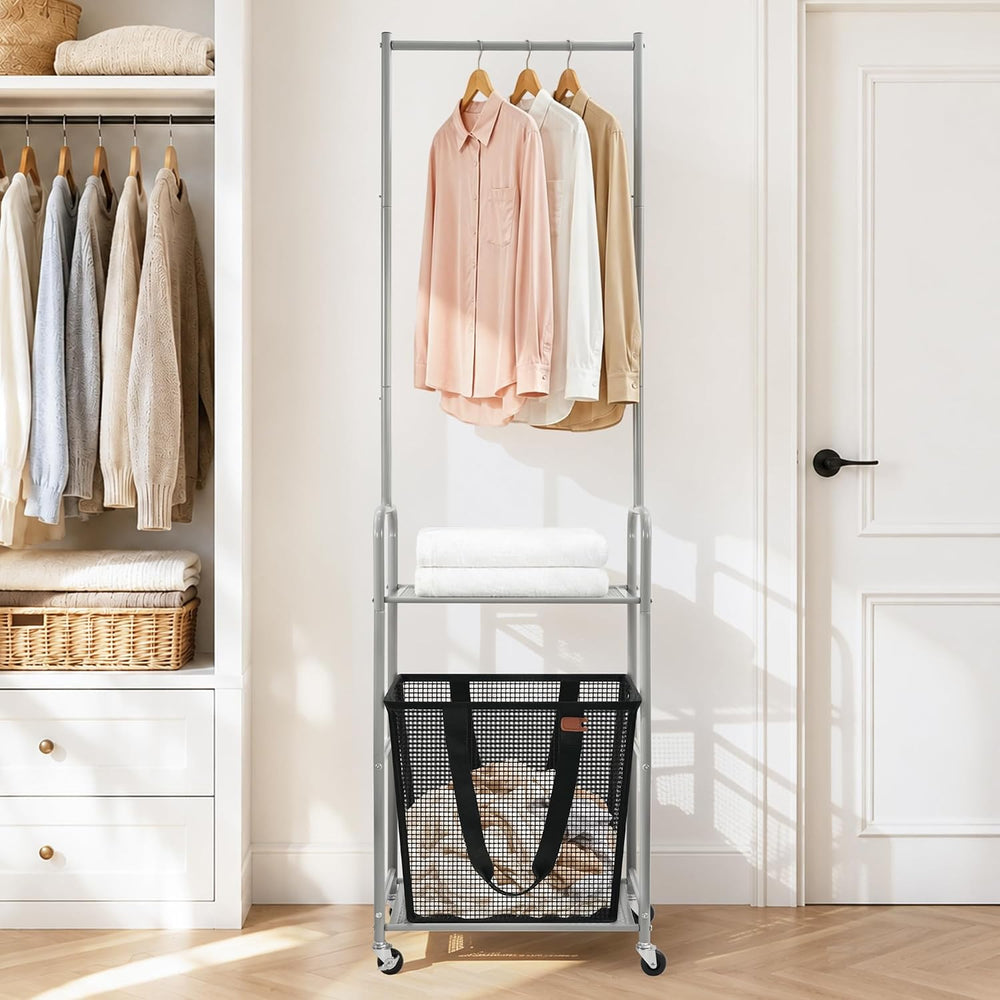 STO STO 3-in-1 Laundry Cart with Hanging Rack, Slim Space-Saving Rolling Laun...