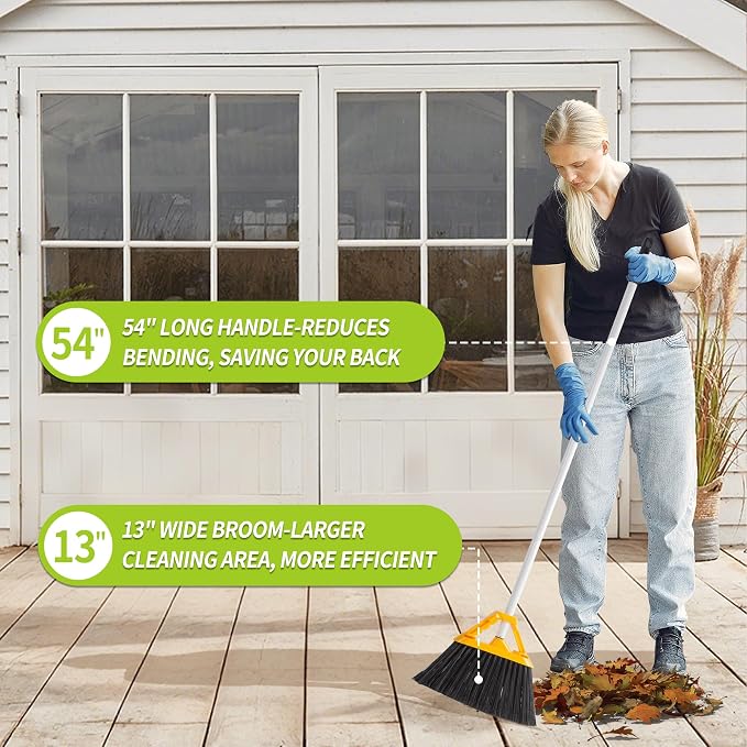 Outdoor Broom with 54'' Long Handle, Heavy Duty Broom - Image 4