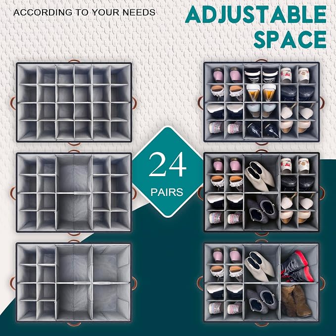 Shoe Organizer for Closet, Foldable Shoe Storage Bins