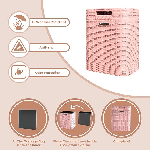 Ypati Handwoven 4 Gallon Rattan Trash Can - Image 4