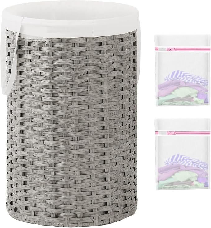 34.3 Gal Large Laundry Hamper Laundry Basket Round Handwoven Wicker Laundry by SETVSON