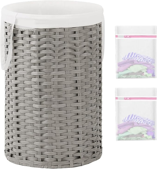 34.3 Gal Large Laundry Hamper Laundry Basket Round Handwoven Wicker Laundry by SETVSON