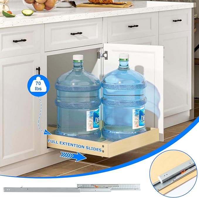 WelFurGeer Soft Close Pull Out Cabinet Organizer, Bottom Mount Pull Out Drawers - Image 6