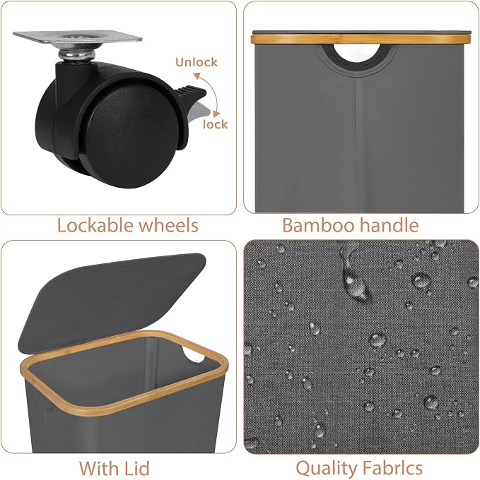 Laundry Basket with Wheels, 100L Hampers - Image 6