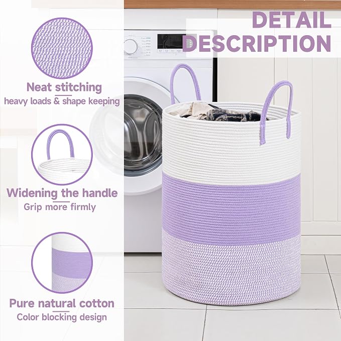 CLHMILY&Z 100L Laundry Basket Round Storage Rope Basket - Image 2