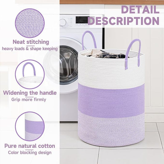CLHMILY&Z 100L Laundry Basket Round Storage Rope Basket - Image 2