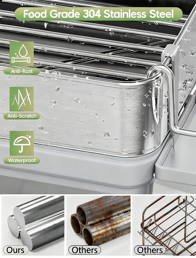 Dish Racks, Thicker Premium 304 Stainless Steel Dish Drying Rack - Image 2