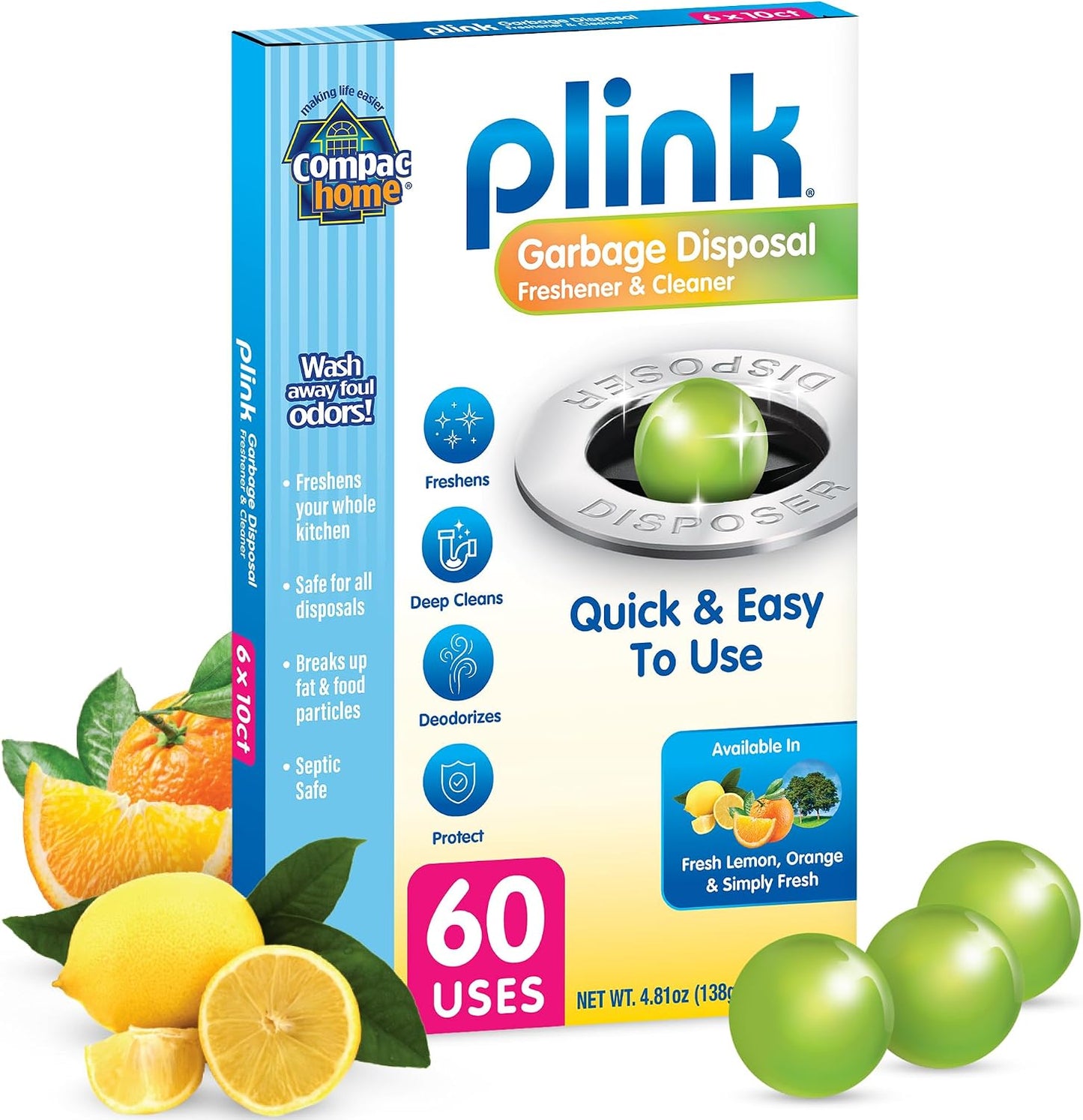 Compac Home [[60 Count]] Plink Garbage Disposal Cleaner and Deodorizer VALUE PACK - Assorted Scents