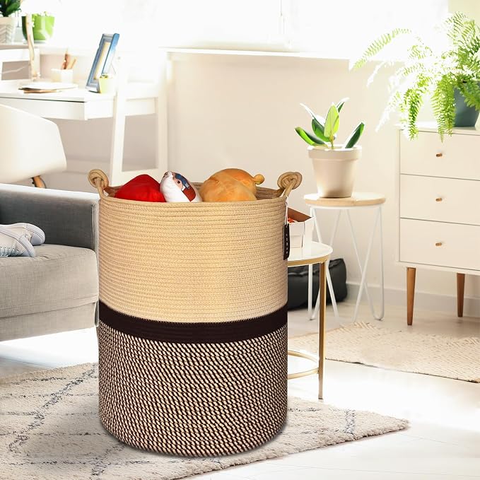 COMSE Extra Large Blanket Basket, Tall Woven Storage Basket, Nursery Hamper - Image 5