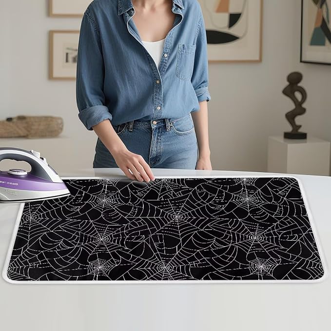 Spider Web Ironing Mat Black Heat Resistant Ironing Blanket Thick Portable - Image 4