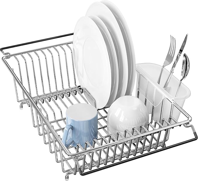 SIMPLE HOUSEWARE Large Over Sink Counter Top Stainless Steel Dish Drainer by SimpleHouseware