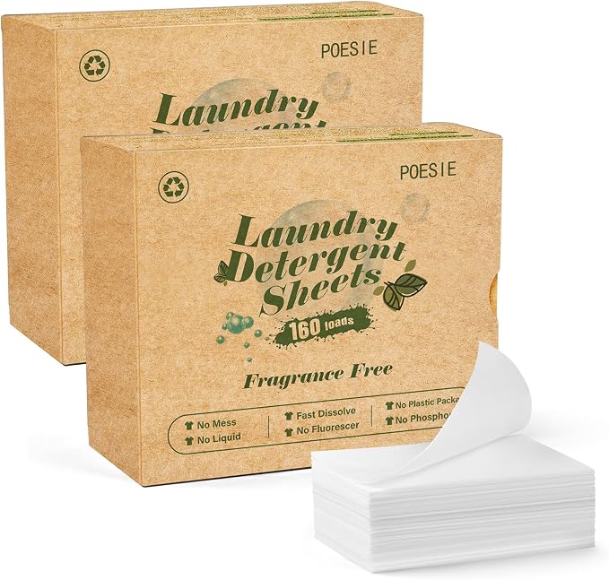Poesie Laundry Detergent Sheets Fragrance Free 320 Sheets Liquid Free Travel by Poesie