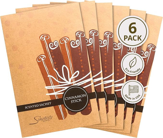 Simplicity Scents Cinnamon Stick Scented Sachets Pack of 6, Fall & Winter by FloralSimplicity