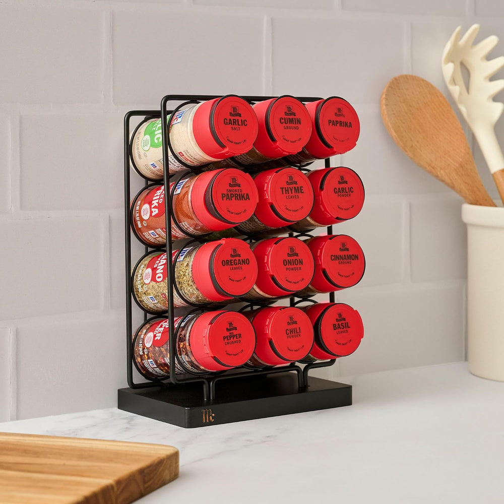 McCormick Spice Rack, Essentials Collection, Black Metal Spice Rack Organizer...