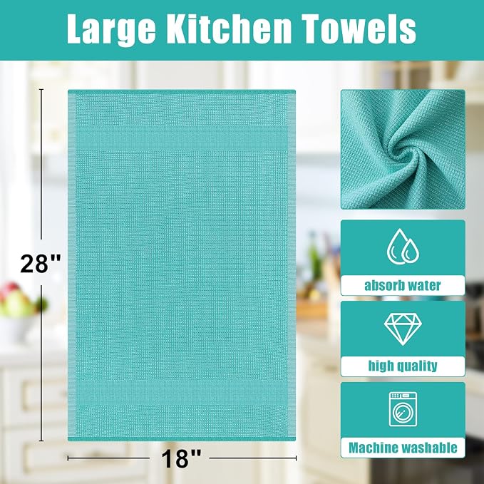 Homaxy Premium Kitchen Towels, Large Cotton Kitchen Hand Towels, Flat and Terry - Image 8