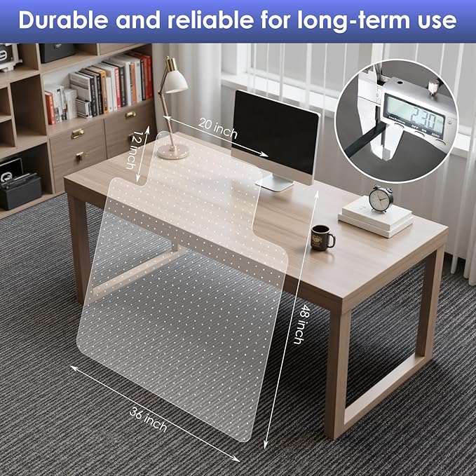 Kuyal Office Chair Mat for Carpet, 2 Pack 36x48 Clear Heavy Duty Computer Chair - Image 2
