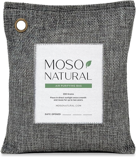 Moso Natural Air Purifying Bag 200g | Premium Bamboo Charcoal Odor Absorber by MosoNatural
