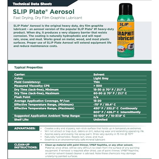 Slip Plate Dry Graphite Lubricant Spray, 12 oz Aerosol – Non-Stick, High Temp - Image 2