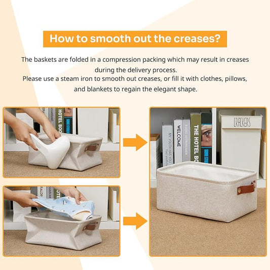 DULLEMELO Small Storage Basket for Shelves, Small Fabric Collapsible - Image 2