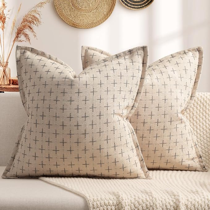 ZWJD Pillow Covers 16x16 Set of 2 Soft Polyester Textured Pillow Covers by ZWJD