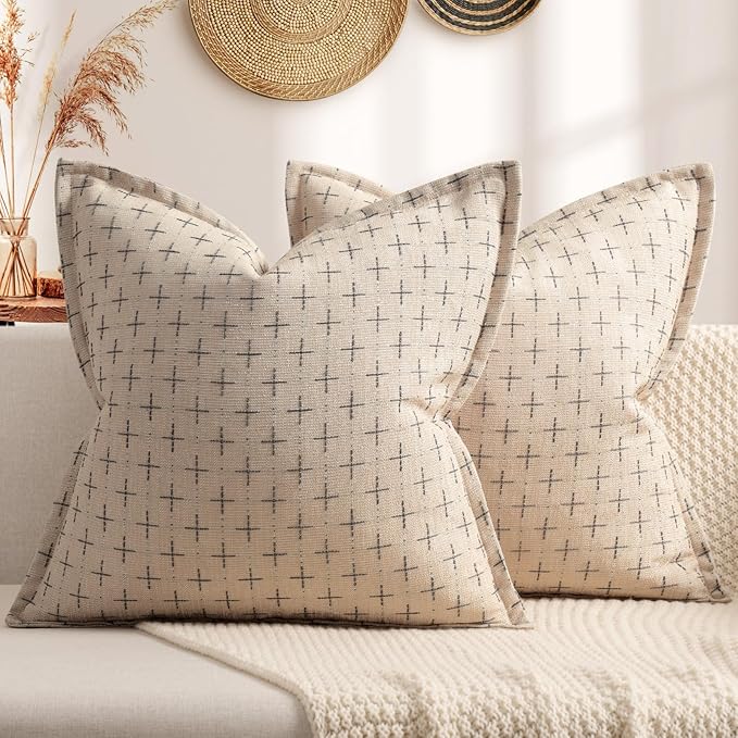 ZWJD Pillow Covers 18x18 Set of 2 Soft Polyester Textured Pillow Covers by ZWJD