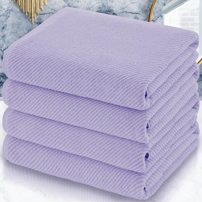 VOOVA & MOVAS Purple Bath Towels Set of 4, Large 30" x 56" by VOOVAMOVAS