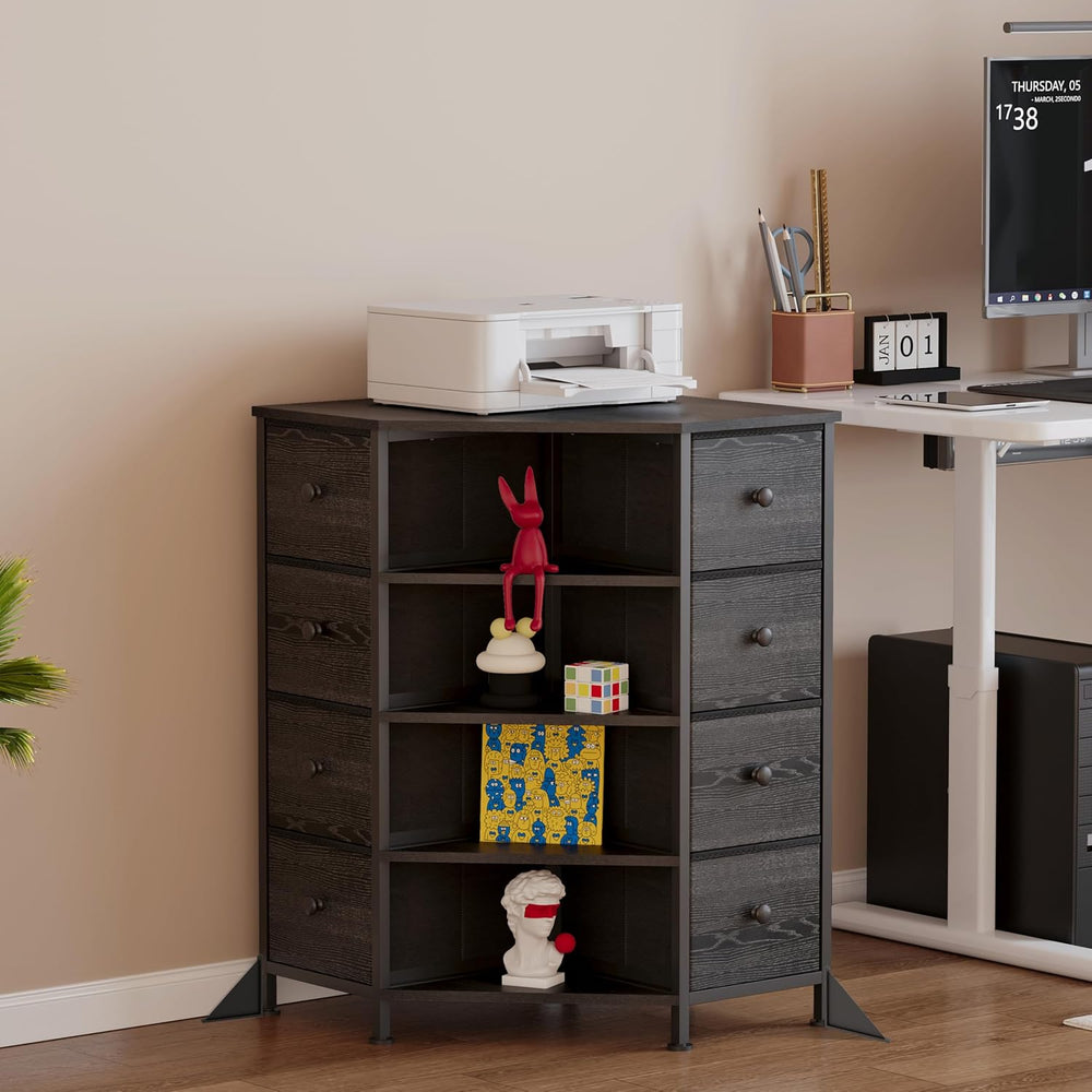 LUMTOK 8 Drawers Corner Dresser with Fabric Drawers and Shelf for Bedroom