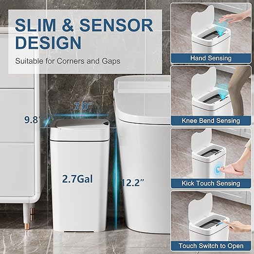 2 Pack 2.7 Gal Bathroom Trash Can - Image 3