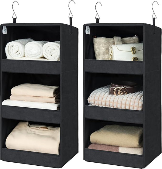 GRANNY SAYS Hanging Closet Shelf, 3-Shelf Foldable Hanging Organizers and by GRANNYSAYS